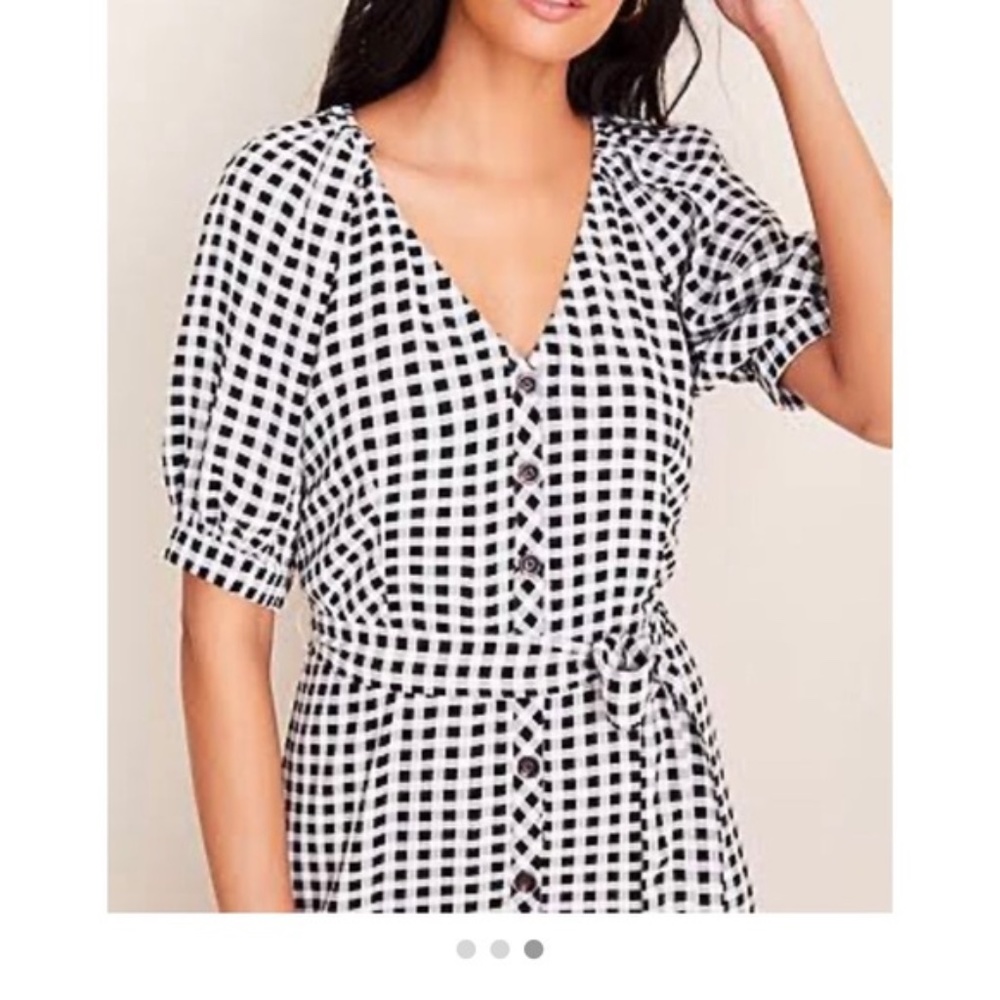 ANN TAYLOR NWT Gingham Belted Shirtdress 8P - Picture 3 of 9